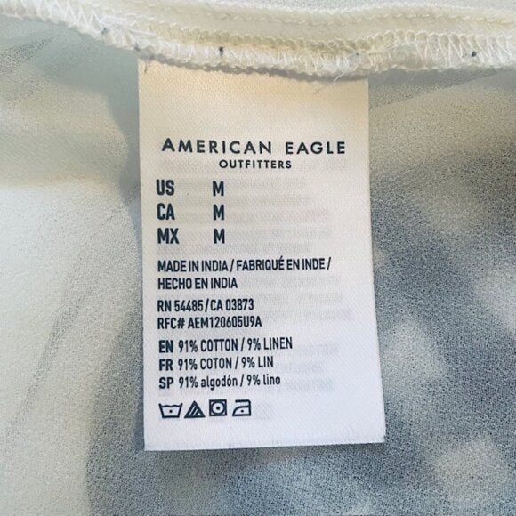 AMERICAN EAGLE Gingham Tie-Back Linen Blend Mini Dress - Size Medium - Picture 6 of 7